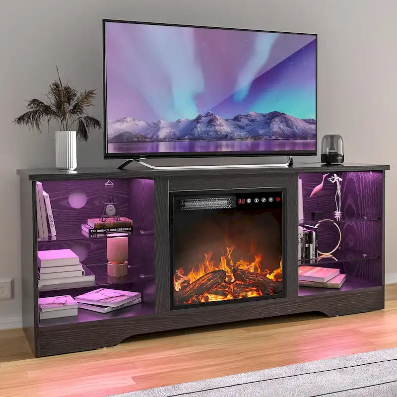 Bossin 58 Fireplace TV Stand with 18 Electric Fireplace,Modern Entertainment Center for 65 TVs,TV Console 5