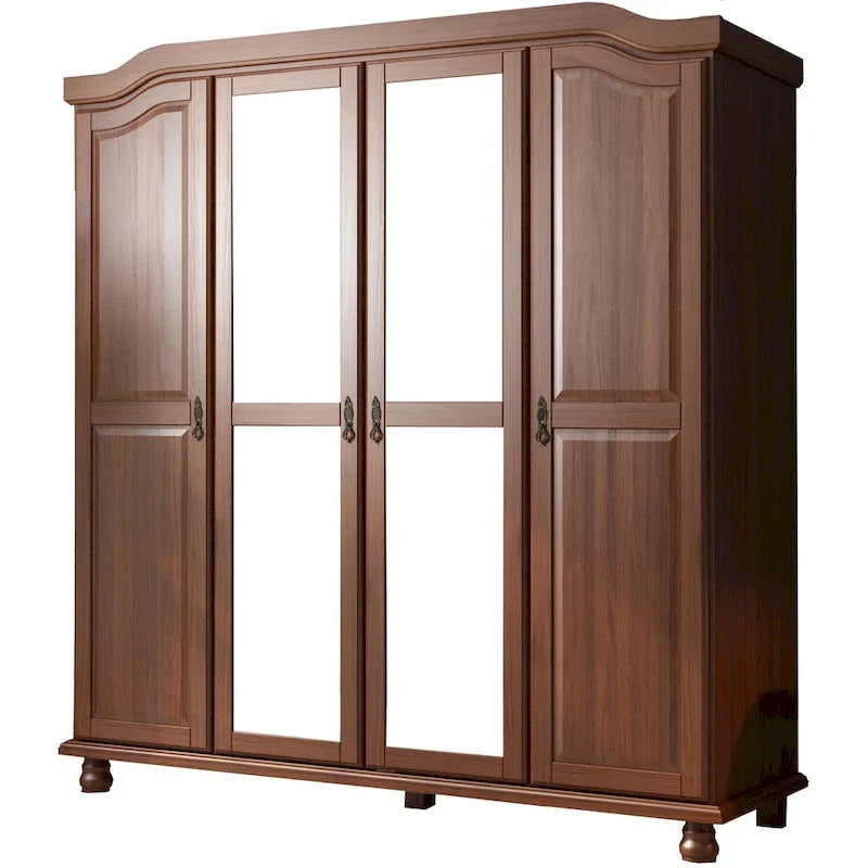 Palace Imports 100% Solid Wood Kyle 4-Door Wardrobe Armoire with Solid Wood or Mirrored Doors 23