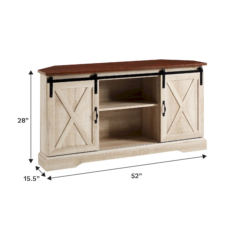 Middlebrook 52-inch Sliding Barn Door Corner TV Stand 23