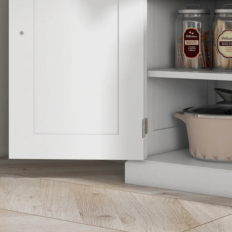 72 Kitchen Pantry Storage Cabinet, Traditional Freestanding Cabinet with 4 Doors and 3 Adjustable Shelves, Large Central Drawer 21