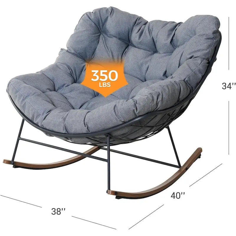 Sedia a dondolo gigante da patio, sedia a forma di uovo per interni ed esterni, in stile libero, con cuscino, poltrona moderna per giardino, cortile 9