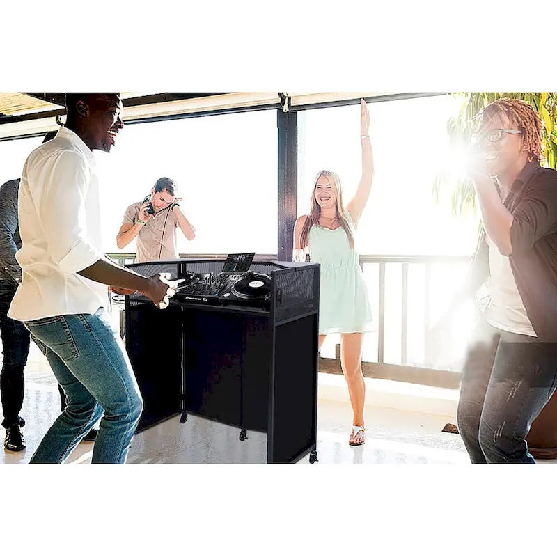 Portable DJ Booth Table Set with Integrated Lighting Scrims, Sturdy Carry Case, and Compact 40x20 inch Dimensions 3
