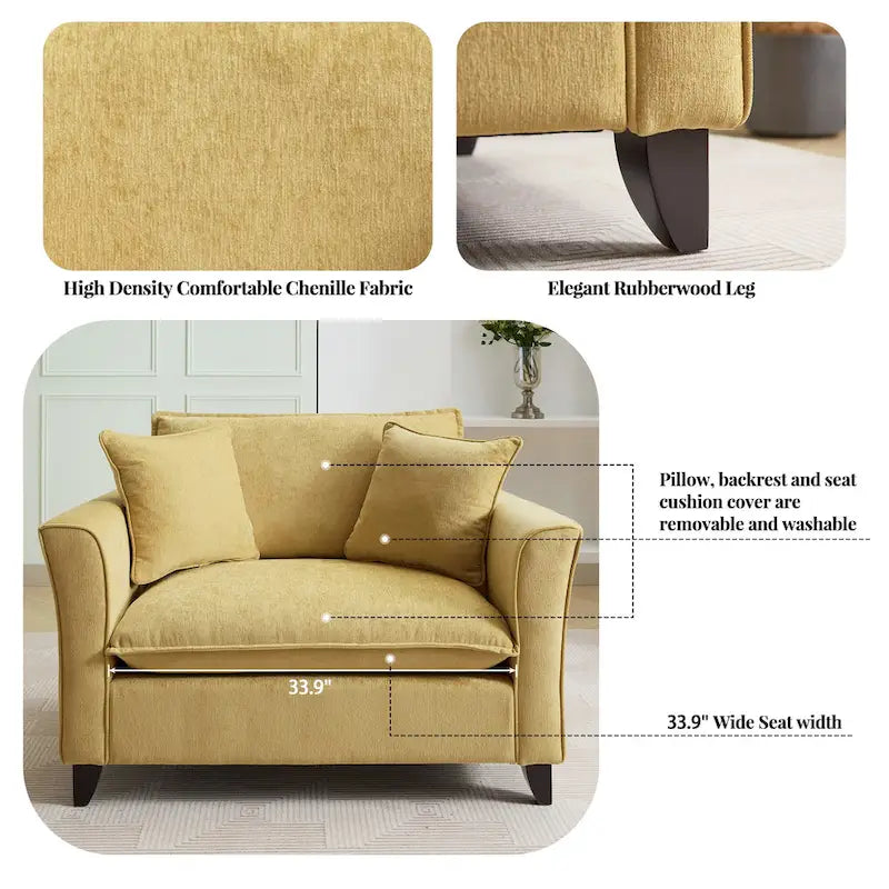 Oversized Chenille Fabric Armchair 18