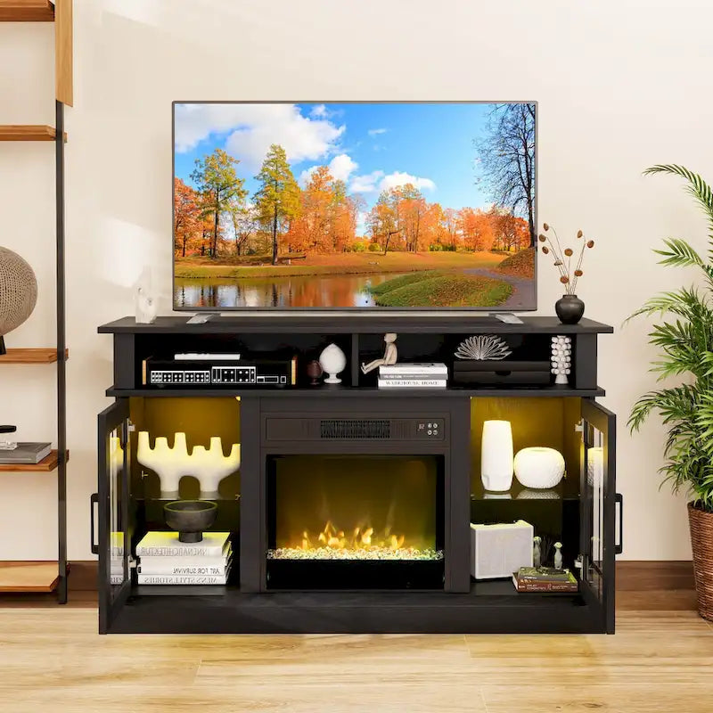 Mobile TV Costway con camino elettrico, luci LED e telecomando - Vedi dettagli 7