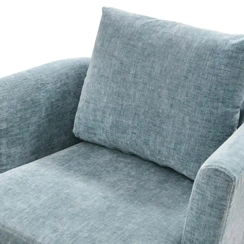 Modern Chenille Upholstered Swivel Accent Barrel Chair Set Modern Swivel Armchair for Living Room 25