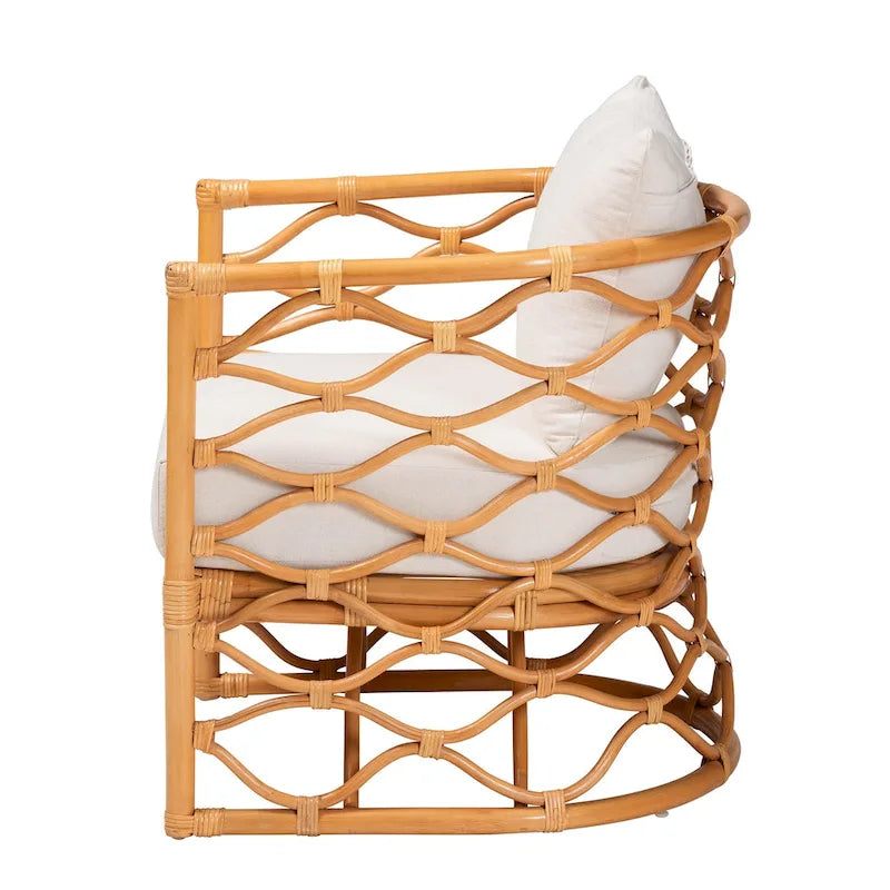 Poltrona Acelynn in Rattan Chiaro Miele Stile Bohemien 5