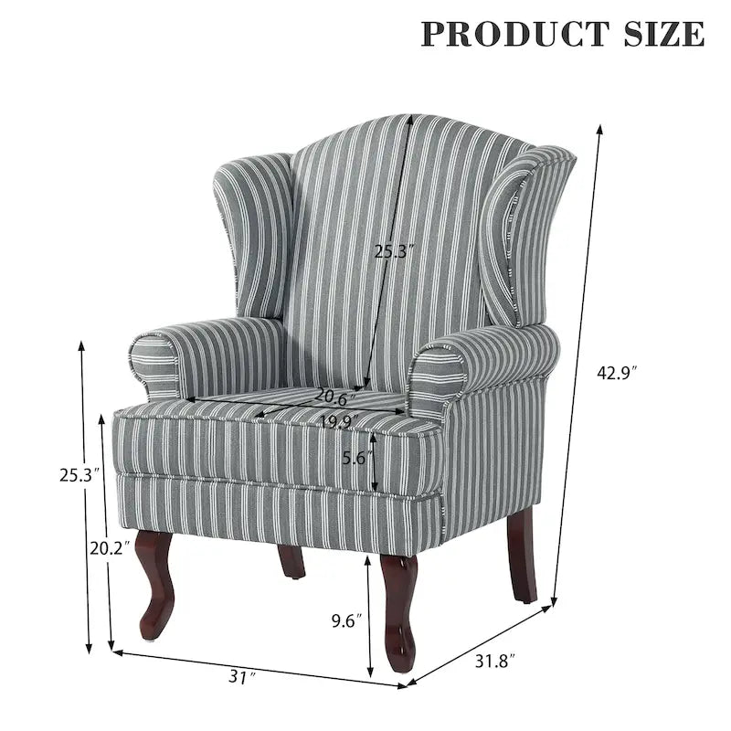 2 Set Traditional Wingback Accent Chairs Upholstered Armchair 5