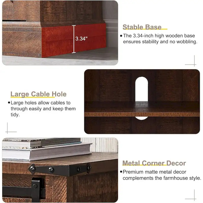 Farmhouse Wood TV Stand, Rustic Entertainment Center, Console Cabinet - n/a 17