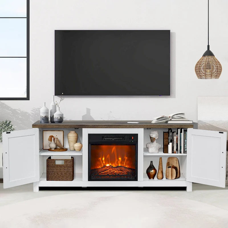 58 Farmhouse Electric Fireplace TV Stands Console Table for TV's up to 65 5