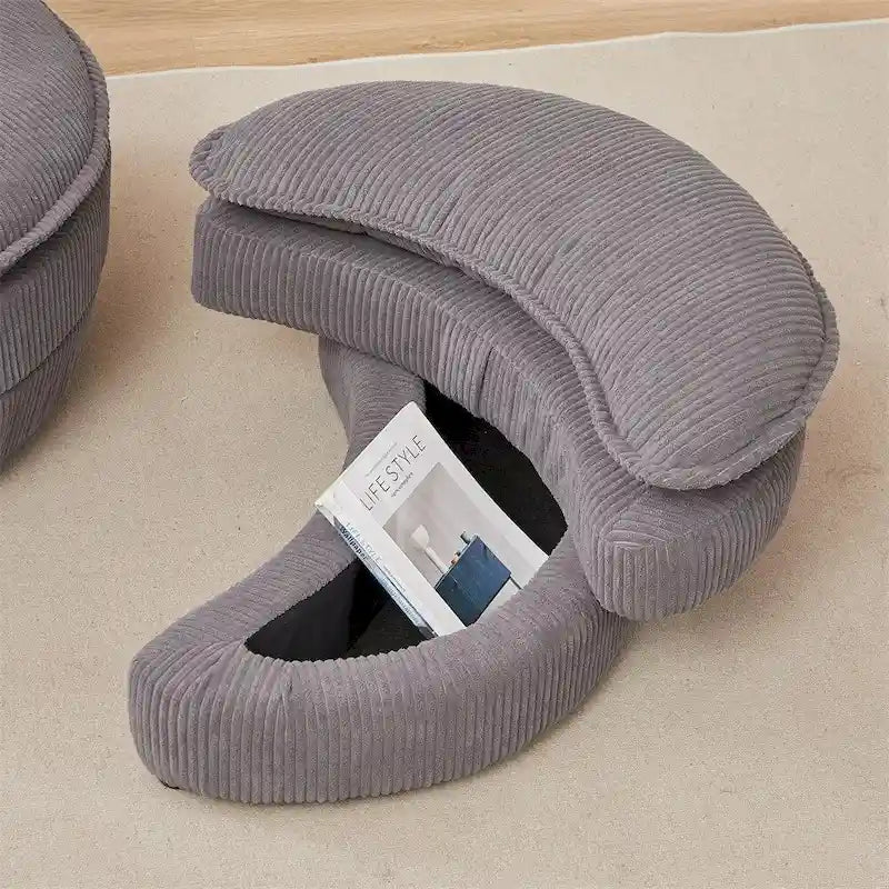 Oversized Swivel Chair with Moon Storage Ottoman with 4 Pillows 22