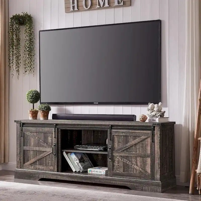Farmhouse Wood TV Stand, Rustic Entertainment Center, Console Cabinet - n/a 10