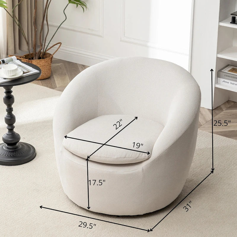 Swivel Barrel Chair - 360° Rotation - Boucle Fabric 25