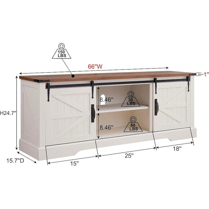 Farmhouse Wood TV Stand, Rustic Entertainment Center, Console Cabinet - n/a 23